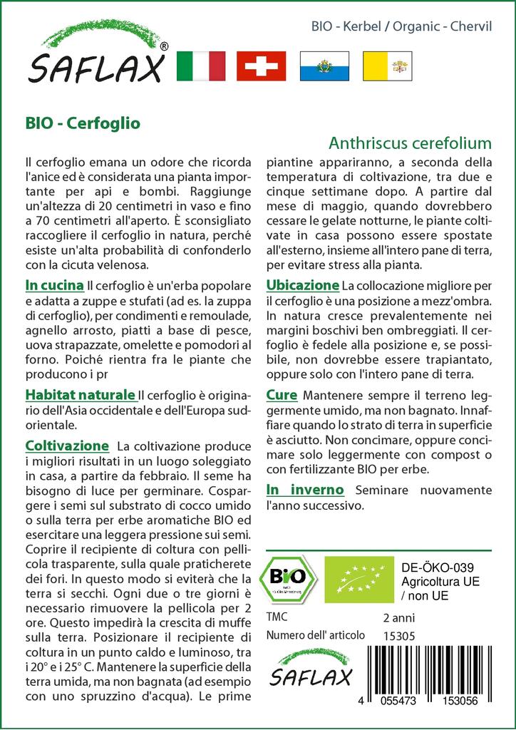 SAFLAX Garden in the Bag - Органический - Кервель - 800 семян - С субстратом в подходящем стоячем пакете - Anthriscus cerefolium