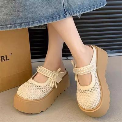 2025 новые маленькие шлепанцы Birkencool летняя сетка толстая подошва на платформе 7 см сумка голова полушлепанцы уличная обувь женская обувь