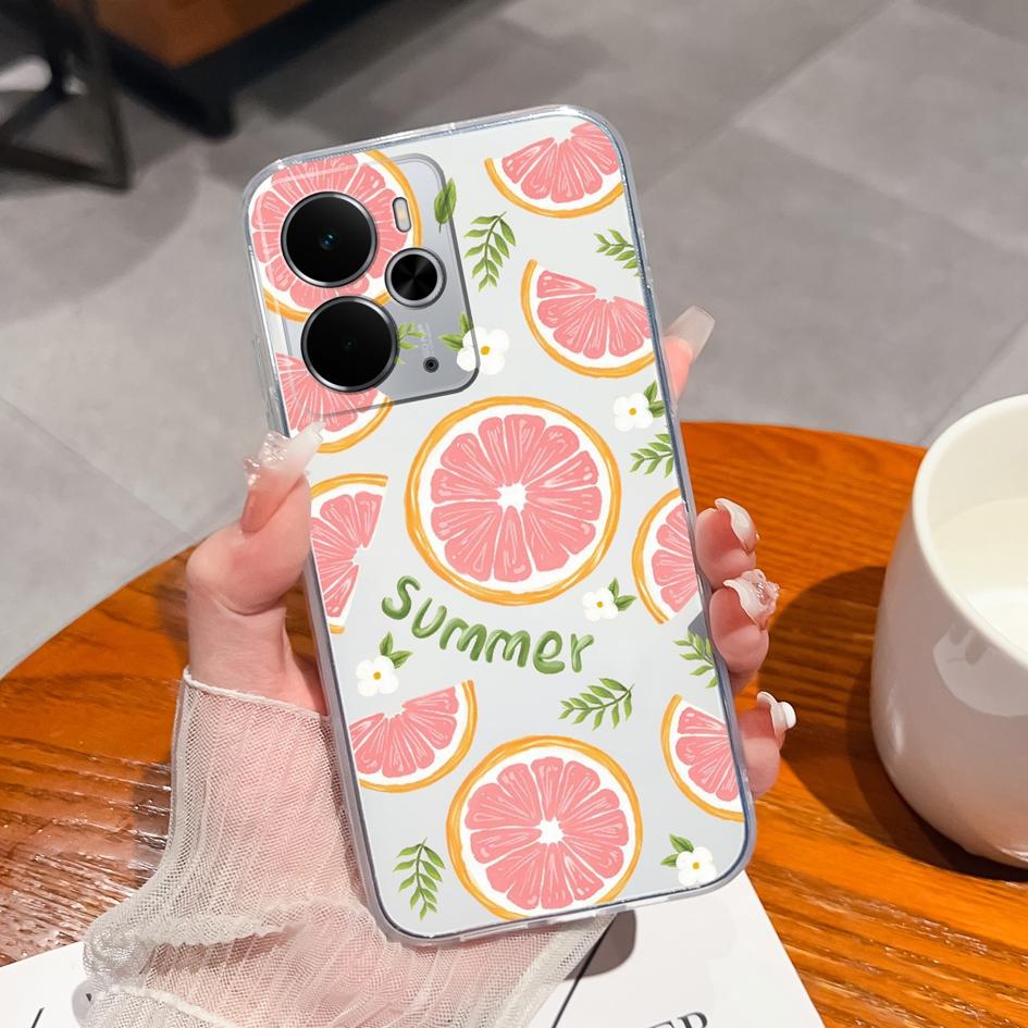 For Oppo Find X5 X2 X3 R11 R15 K3 K7 K9 Realme 14 Phone Covers Beautiful Fruit Pattern Transparent Silicone Shockproof Protection Cases For Oppo Shell