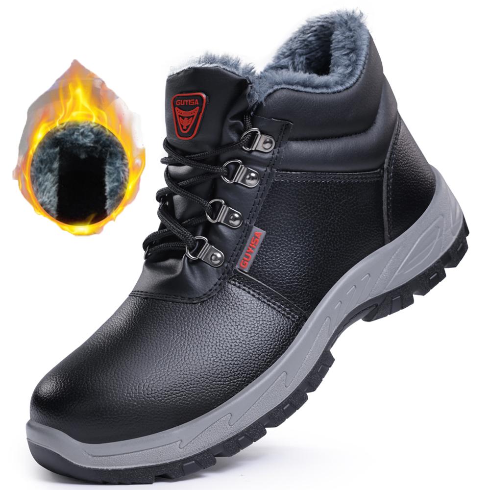 Высокие рабочие ботинки со стальным носком кожаные защитные ботинки для зимы водонепроницаемые рабочие ботинки мужские противоударные противопрокольные промышленные ботинки