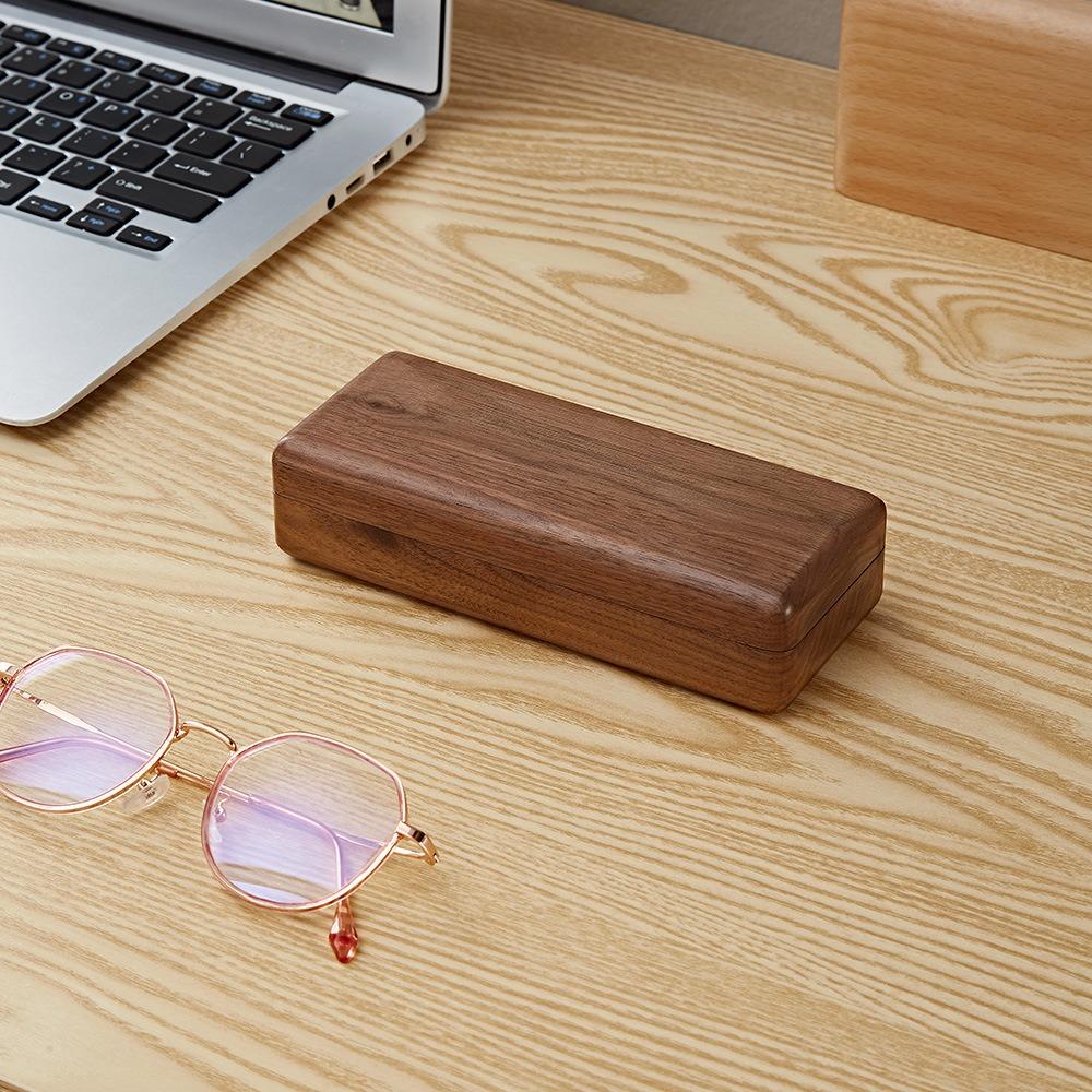 Men and Women Solid Wood Myopia Wooden Case Black Walnut Storage Box Glasses Case