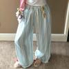 Summer Striped Pajama Pants for Women Loose Casual WideLeg Long Trousers Thin for AirConditioned Rooms & Outdoor Wear