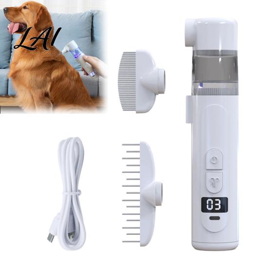 Professional Grooming Supplies Electric Pet Flea Comb Brush with Suction 3-in-1 Rechargeable Dog Cat Deshedding Tool 360 Degree Rotating Head Comb