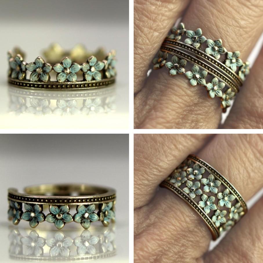 Набор колец в виде цветочной короны в стиле ретро