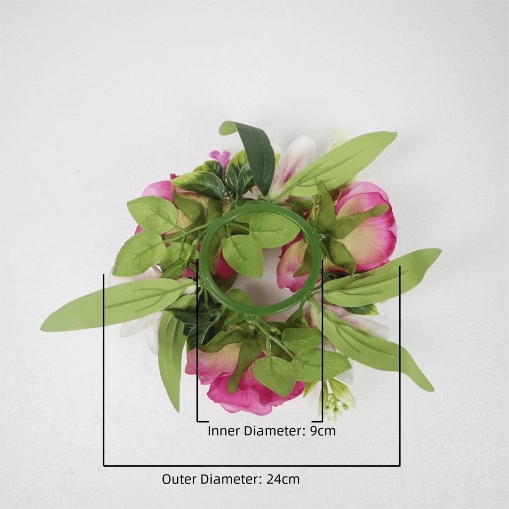 Silk Candle Ring Artificial Flowers Mini Rose Wreath New Candlestick Wreath Dining Table Core