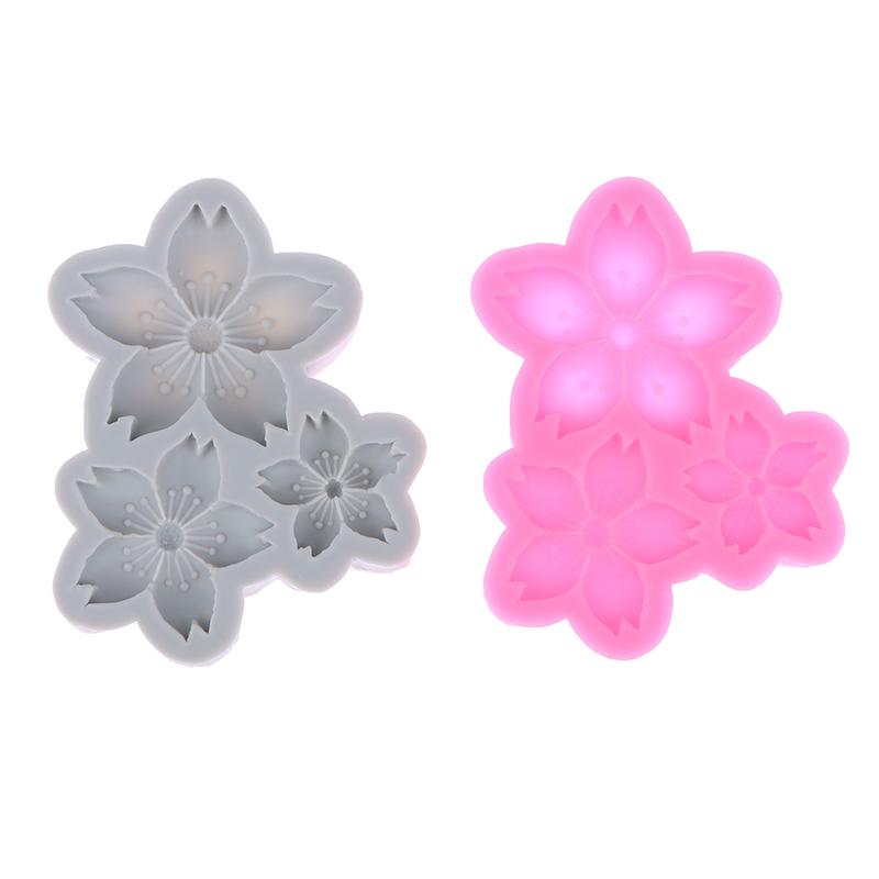 1Pc 3 Cavity Sakura Flower Shape Silicone Mold Sun Flower Fondant Chocolate Birthday Cake Decoration Baking Home Mold