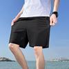 Men Sport Shorts Solid Color Straight Elastic Waist Casual Daily Wear Zipper Pockets Retro Thin Above Knee Length Summer Shorts Men Clothes