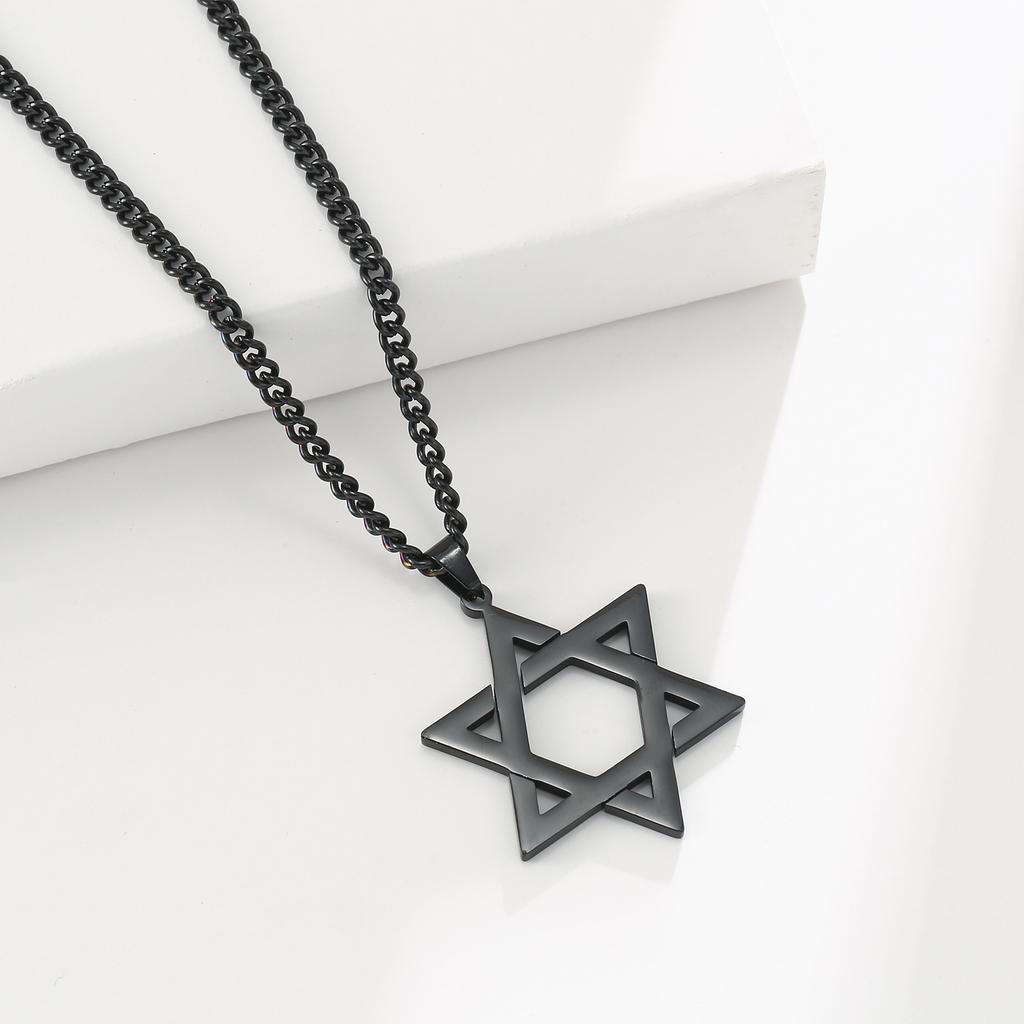 Teamer Star Of David Pendant Necklace For Man Woman Stainless Steel Charms Choker Jewish Jewelry Classic Six-Pointed Star New 4