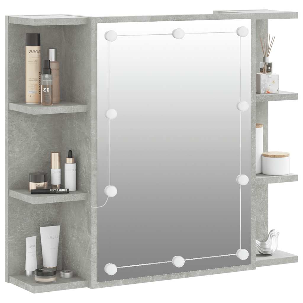 LED Mirror Cabinet in Concrete Grey 70 x 16.5 x 60 cm