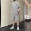 Men's Trendy Summer Casual Sports Suit - Short-Sleeved Shirt & Shorts for Teens.