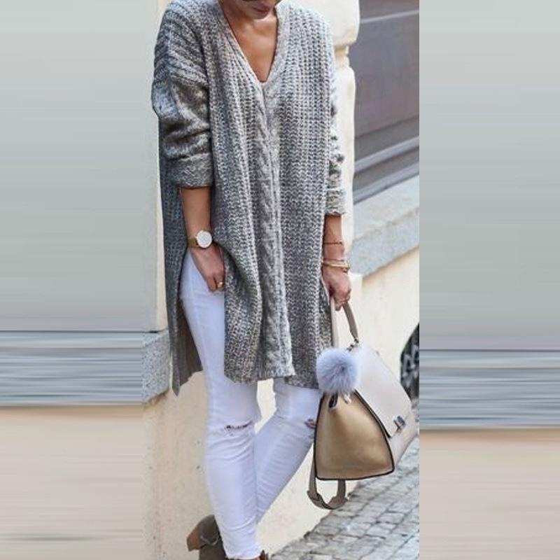 Winter 2023 Women's European & American Mid-Length Knitted Pullover Sweater