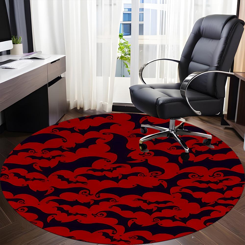 1PC Bat Swarm Office Round Area Rug, Mat Suitable For Office, Under Office Chairs Bedroom Living Room Home Decor, Room Deco