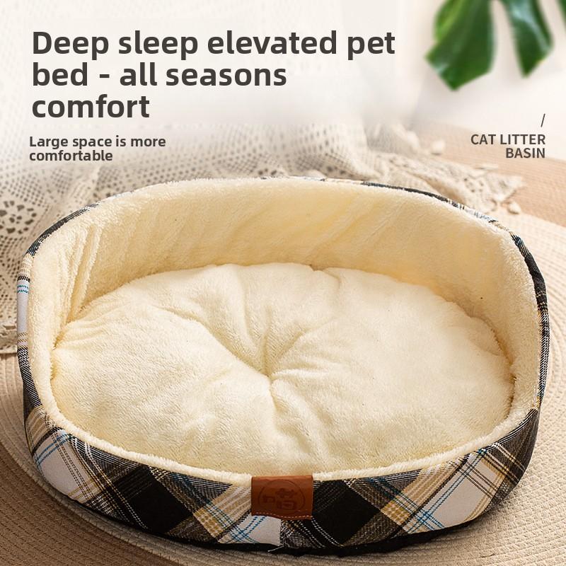 Winter Warm Large Dog Bed Thick Plaid Pet Nest Soft Cat Mat Comfortable Kennel for Medium Big Dogs Cats Pet Supplies