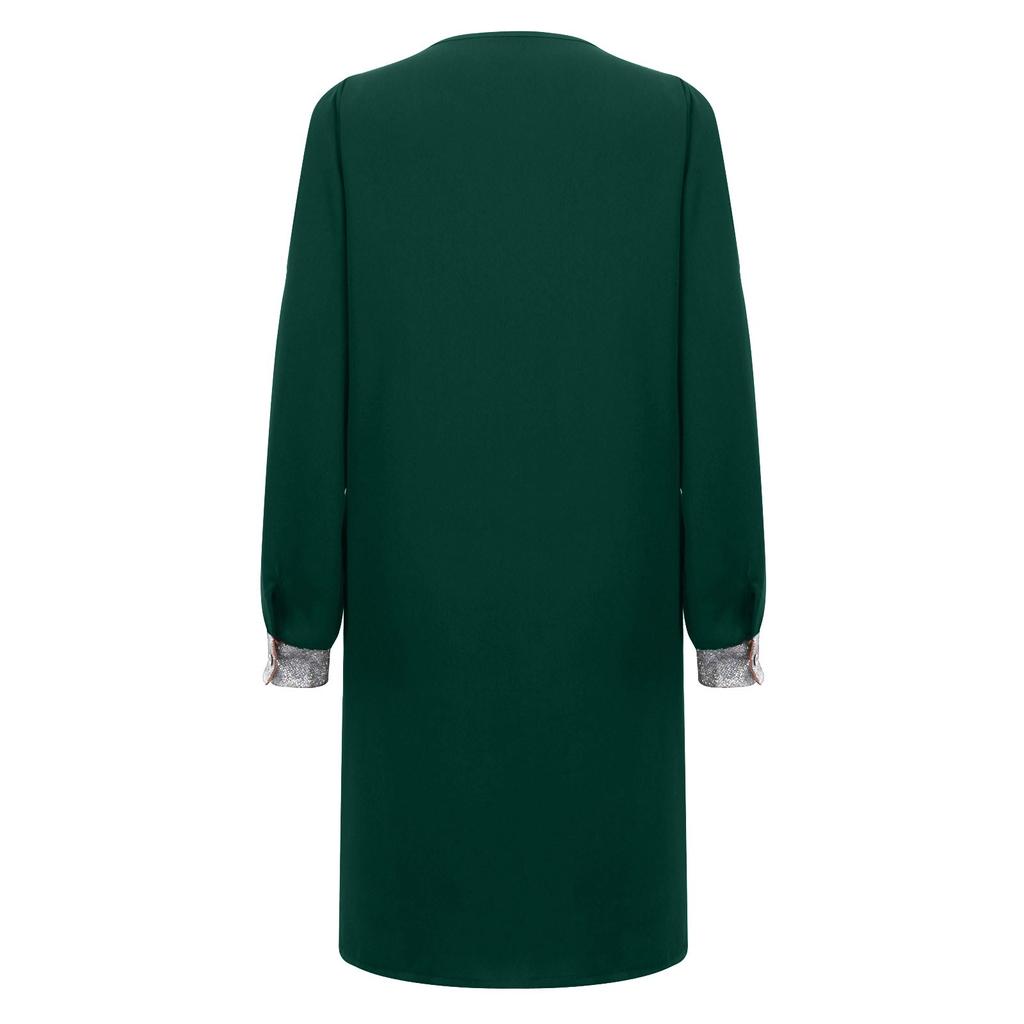 Женское однотонное повседневное платье с v-образным вырезом и рукавами с блестками и открытыми плечами