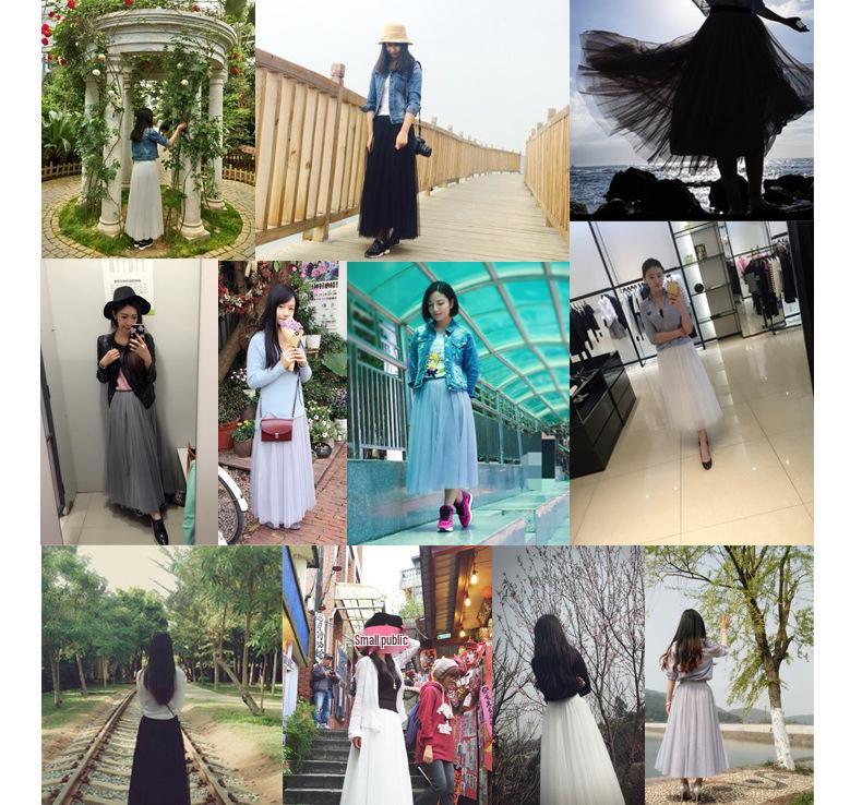 Mid-Length A-Line Pleated Mesh Skirt