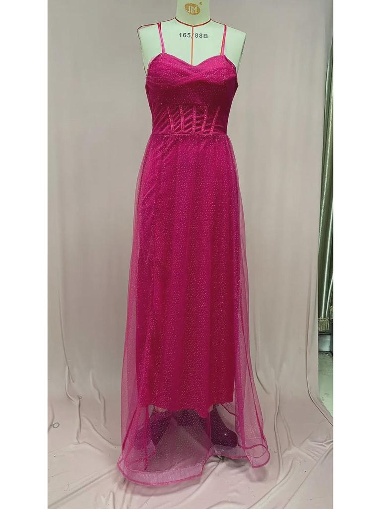 2025 European & American Women's Gold-Sprinkled Sleeveless Tube Top Maxi Dress