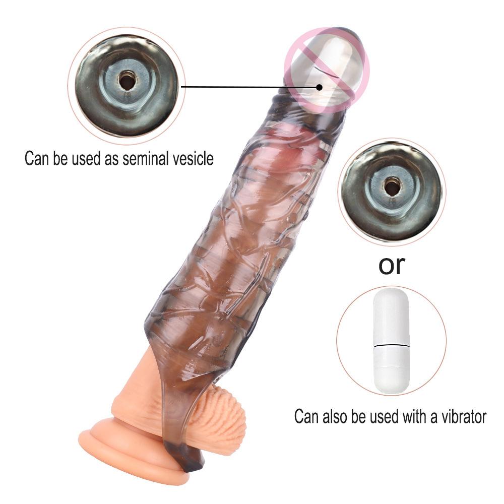 10Inch Large Penis Thickened Enlargers Barbed Sleeve Men's Thick Condom Lengthen Delay Ejaculation Lock Sperm for Male Sex Toys