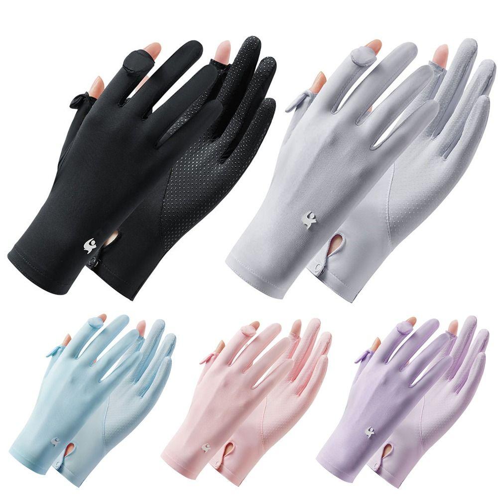 Women Sunscreen Summer Ice Silk Gloves Sun Protection Gloves Anti-UV Gloves Mittens