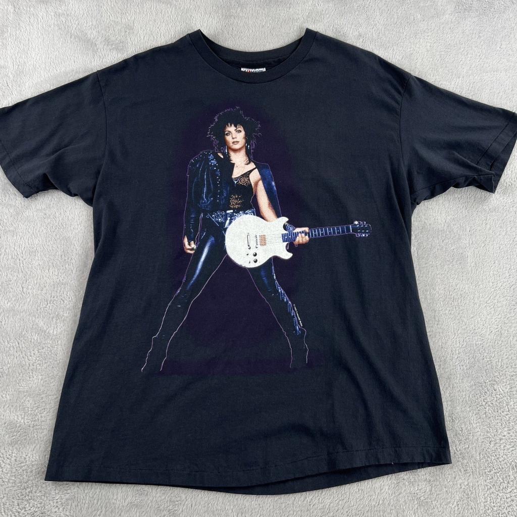 Vtg 80's Tour Joan Jett 1989 2 Sided Graphic T Shirt XL Black Rock Hanes USA