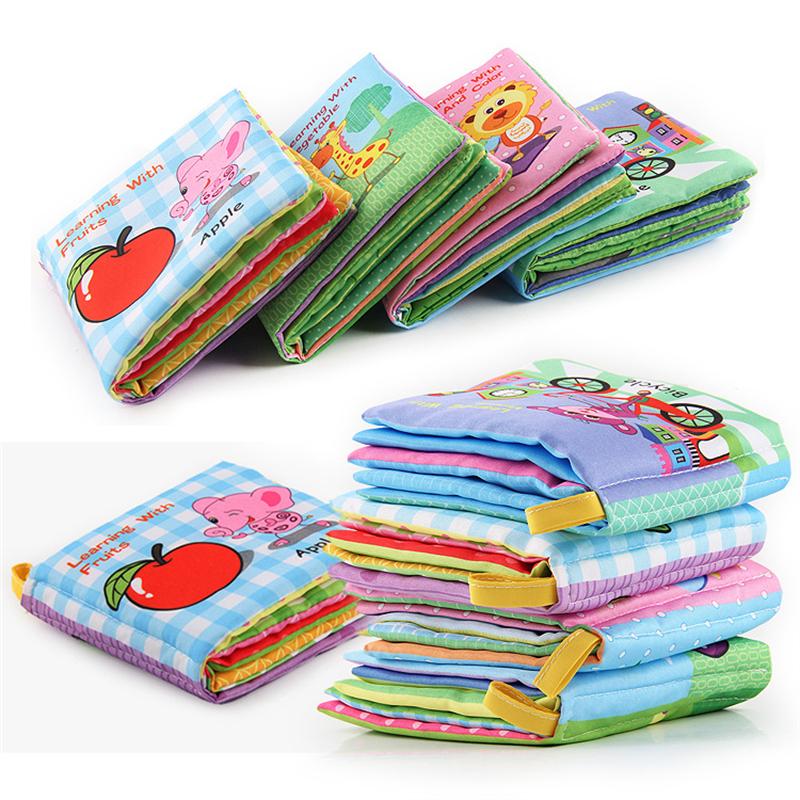 Baby Cloth Book Fruits Animals Cognize Puzzle Book Infant Kids Early Learning Educational Fabric Books Toys