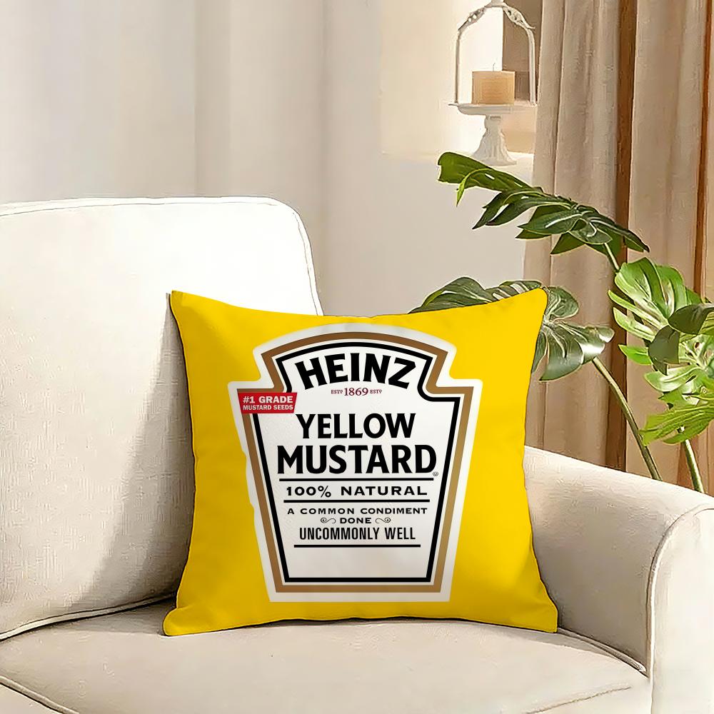 Funny Ketchup Label Cushion Cover Reversible Plush Pillow Cover Soft Fluffy Home Decor for Sofa Bedroom