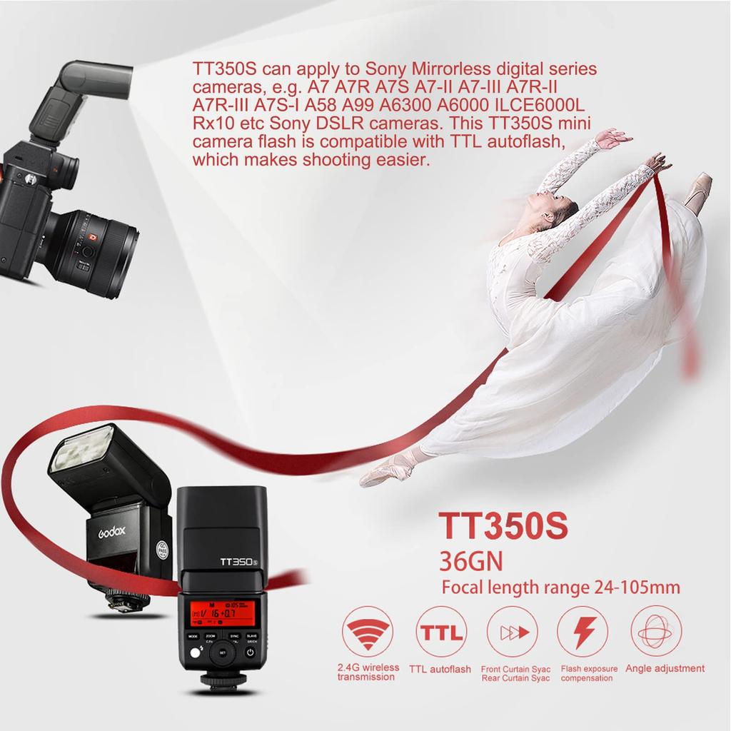 Godox Thinklite TT350S TTL Мини-вспышка для камеры, высокоскоростная GN36, совместимая с камерами Sony Sony 1/8000 с