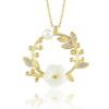 Magnolia Flower Bud Gold Color Flowers Silver Necklace