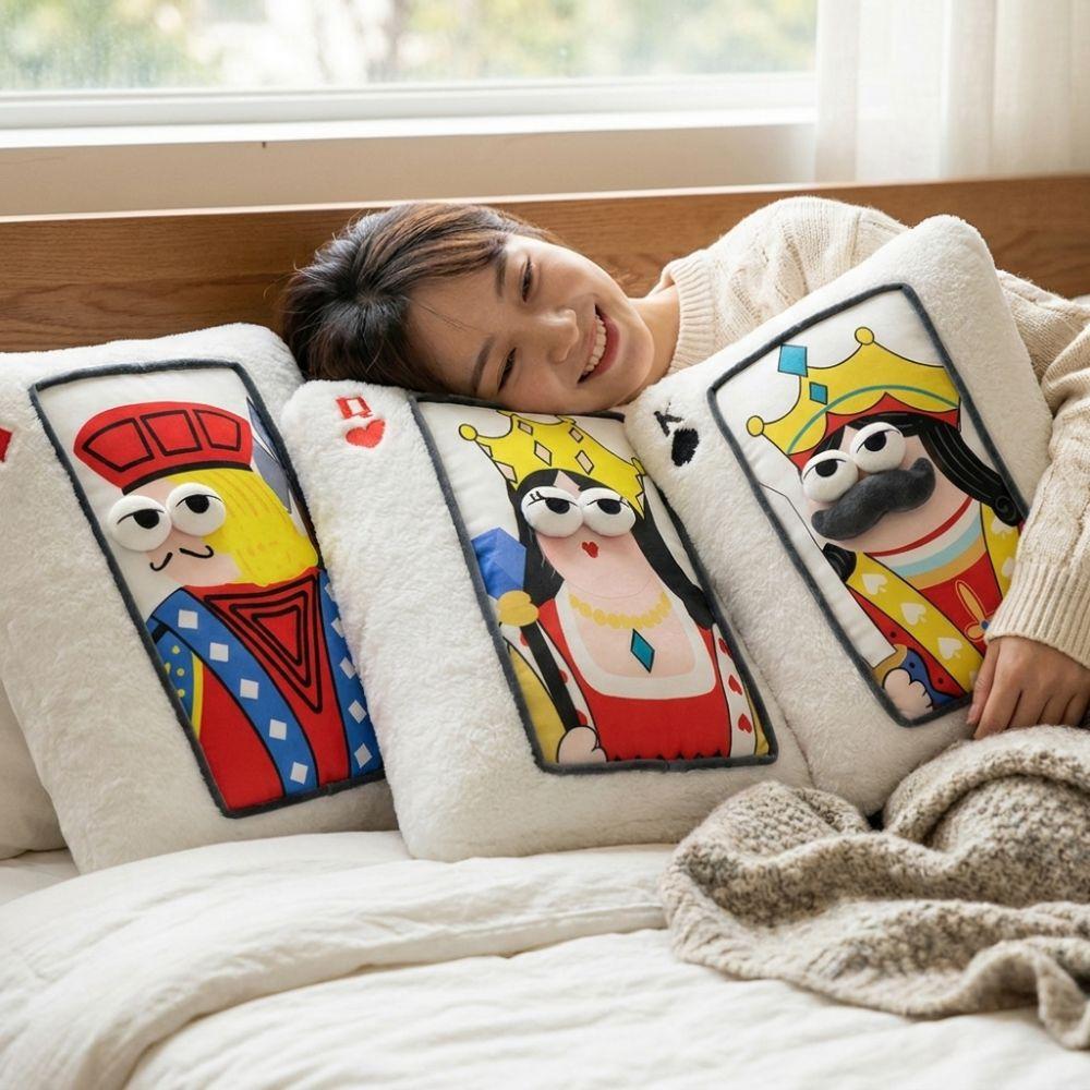Square Shape Plush Embroidered Pillow Fluffy Texture Patchwork Pillow  Holiday Gift