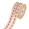15mm Color Woven Jacquard Love Imitation Hemp Ribbon, Natural Retro Imitation Linen Webbing Gift Packaging Tape 5 Yards