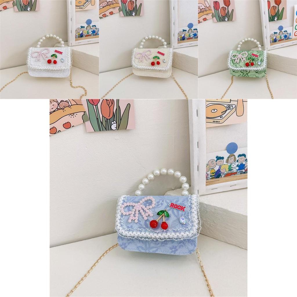 Chic Lace Pearl Handbag For Children In Trendy Floral Styles Ideal For School And Daily Outfits