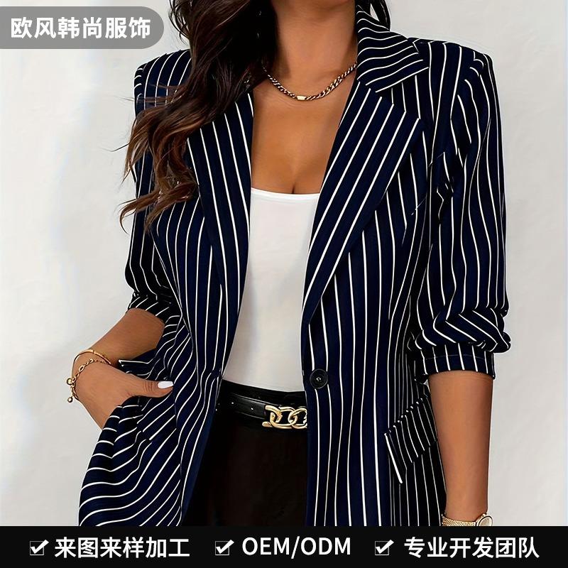 Женский Блейзер Большого Размера S с Длинным Рукавом на Одной Пуговице Business Casual Верхняя Одежда