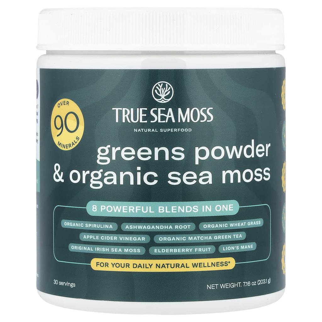 Natural Superfoods, Greens Powder & Organic Sea Moss, 203.1G(7.16Oz)