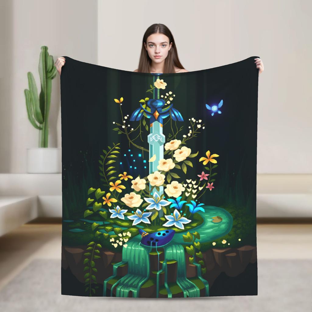 Link Cartoon Z-Zeldas Soft Warm Blanket Decorative Plush Throw Blanket Aesthetic Couch Chair Flannel Bedspread Sofa Bed Cover