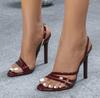 Модная летняя женская обувь Модные гладиаторские сандалии с узкими ремешками и открытым носком Женские сандалии на тонком высоком каблуке Туфли для вечеринок Zapatos De Mujer