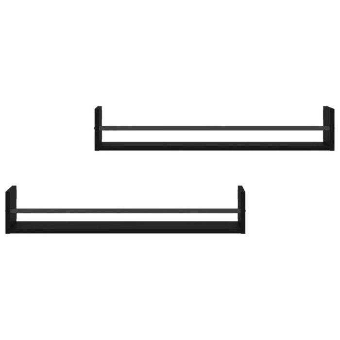 VidaXL Wall Shelves with Bars 2 Pcs Black 80x16x14 Cm 835439