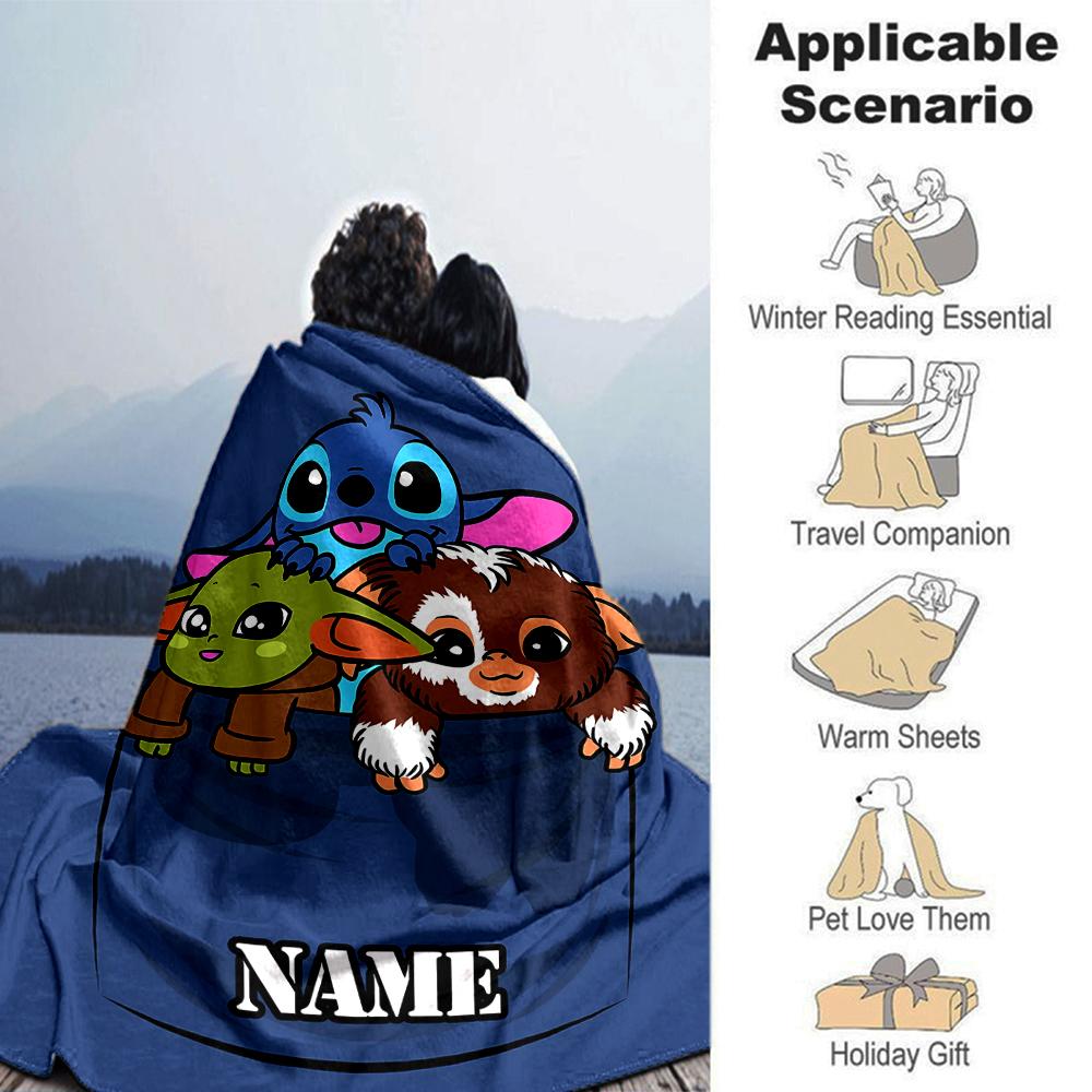 Customiz Name Personality Yoda Blanket Soft &Warm Sofa Office Bed Travel Lunch Break Blanket, Gift Suitable All Seasons