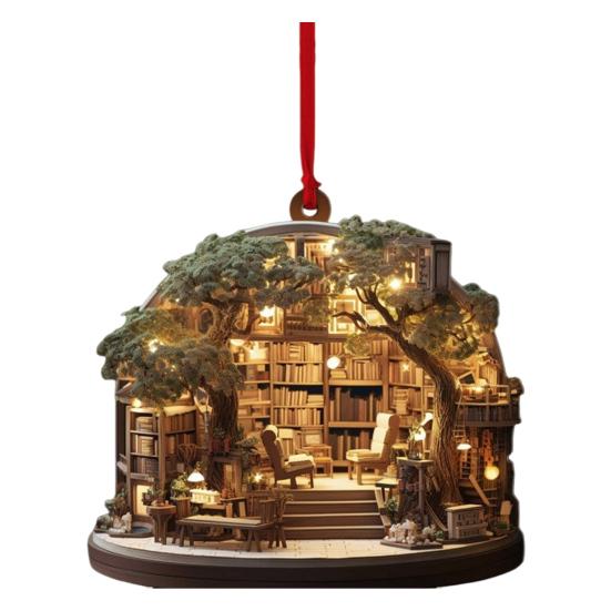 Рождественский книжный магазин Yousheng, украшение из акрила, сложенная книга, подвесное украшение, рождественская елка, книжный подарок для любителя книг, праздничный декор для дома в виде елки