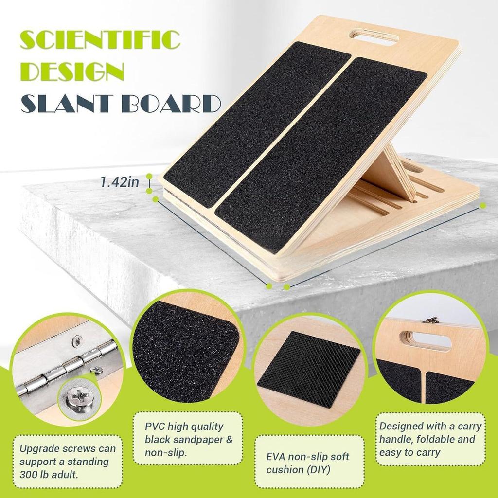 Adjustable Wooden Incline Calf Stretcher Board for Home Fitness & Rehabilitation