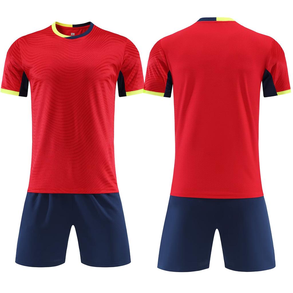 Wholesale football jersey set Customized men's and women's training short-sleeved jersey Student sports competition breathable and quick-drying 