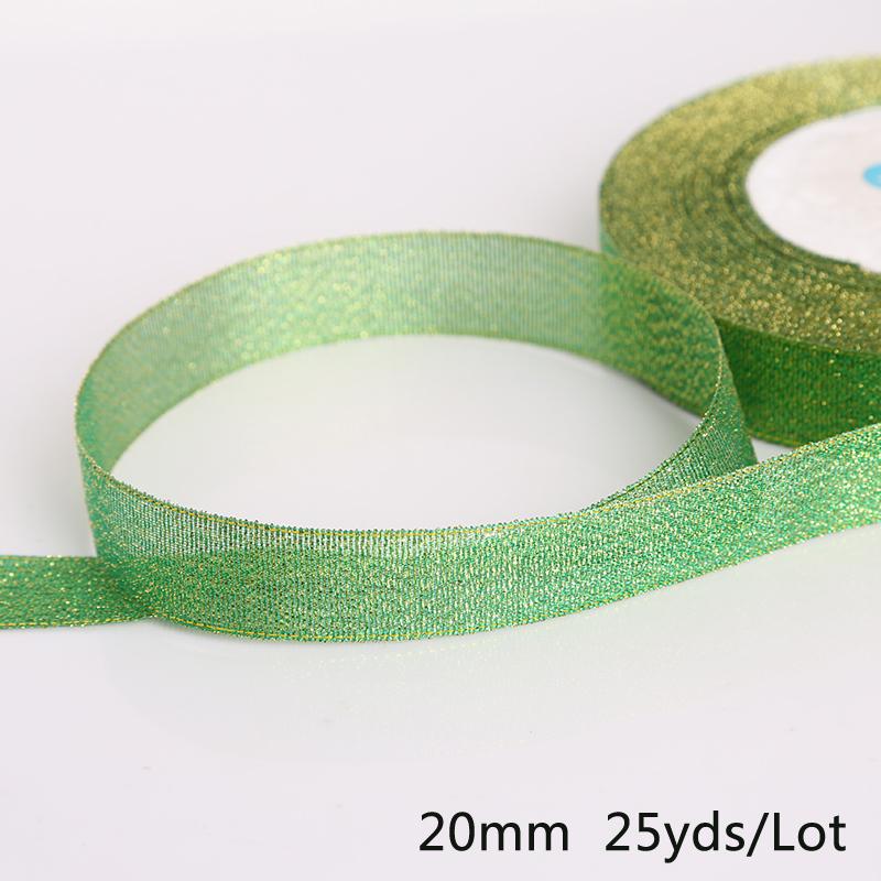 25 ярдов металлическая лента из органзы для украшения свадебной вечеринки, подарочная упаковка, рождественские ленты