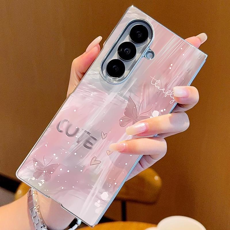 Чехол со стилем 'Линия Бабочка' для Samsung Z Fold 7 6 5 Роскошный Гибридный 3-в-1 Кожаная Накладка с Покрытием Чехол для Складного Телефона для Samsung Z Fold7 Fold6 Fold5
