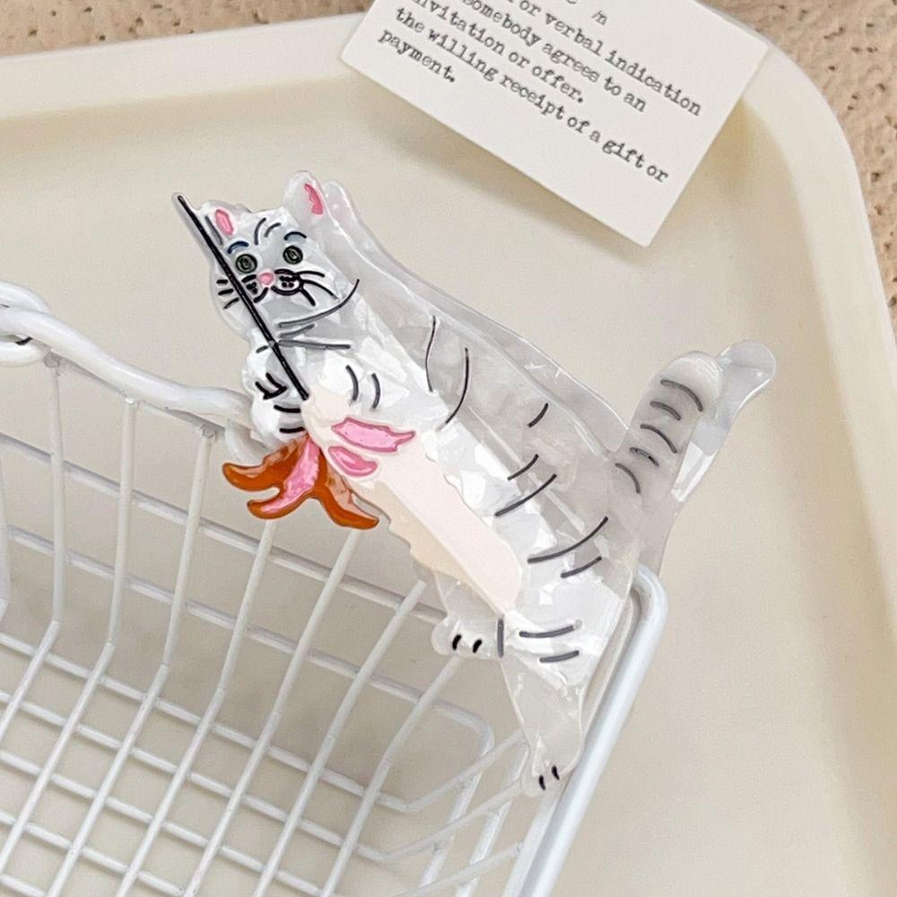 Little Raccoon Cute Cat Crab Clip Sweet Small Shark Clip Trendy Cartoon Animal Hair Claw  Girls