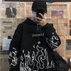 Современная мода, креативный пуловер с пламенем в стиле граффити, Harajuku, свободная толстовка большого размера, универсальная теплая толстовка для колледжа