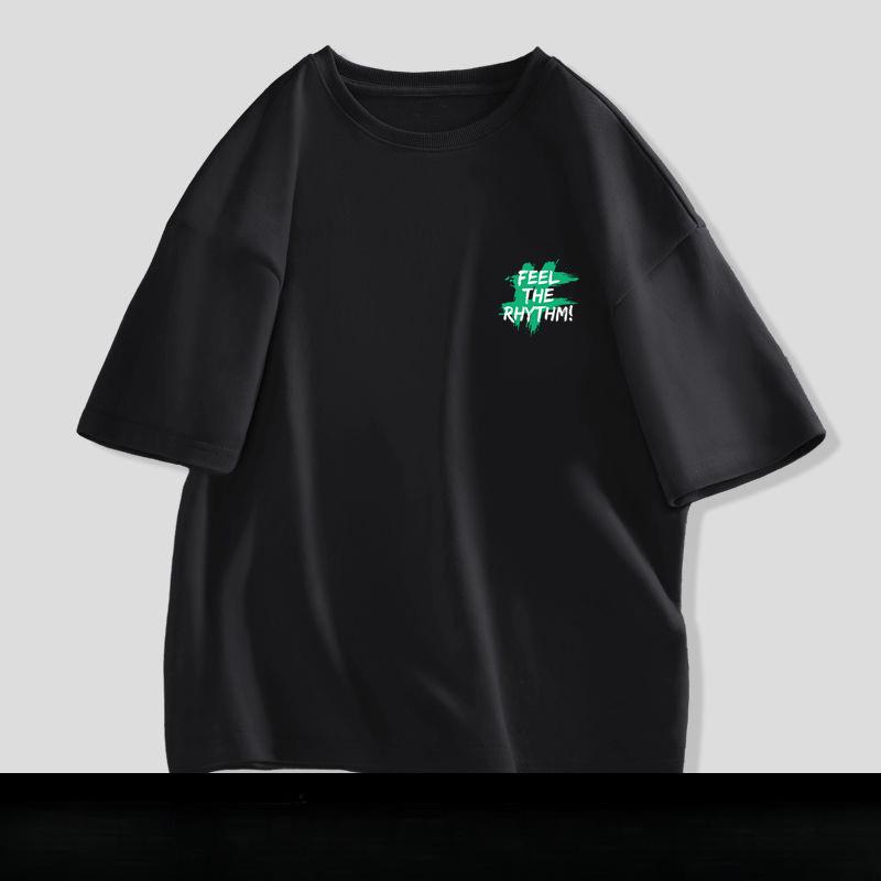 Футболка с короткими рукавами, мужская хлопковая летняя новая тяжелая свободная футболка с половиной рукавов, модная верхняя одежда