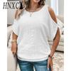 Women's Fashion Casual Summer Solid Color Print Short Sleeve O-Neck Blouses & Shirts