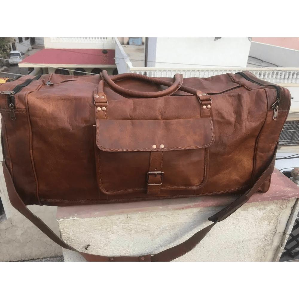 Дорожная спортивная сумка из козьей кожи, натуральная винтажная коричневая дорожная сумка, новая мужская
