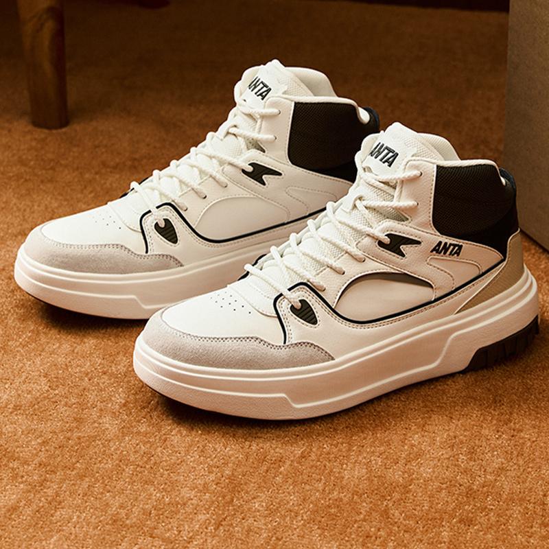 Anta Удобные модные универсальные высокие кроссовки для скейтбординга мужские кроссовки белые черные зеленые 912448082-1