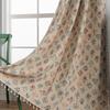 Semi-Sheer Floral Jacquard Curtain With Tassel Trim Living Room Bedroom Balcony Apartment Window