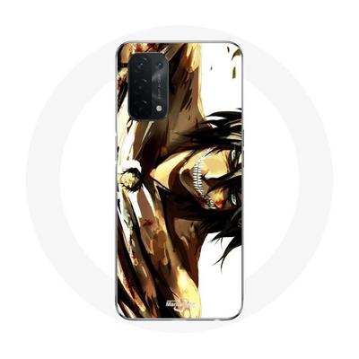 Чехол - Maniacase - Oppo A74 5G - Аниме Манга Эрен Йегер - Мягкий - Черный