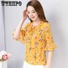 Summer Mid Sleeve Floral Chiffon Shirt for Women Loose and Fashionable Plus Size Shirt Versatile Temperament T-shirt Top
